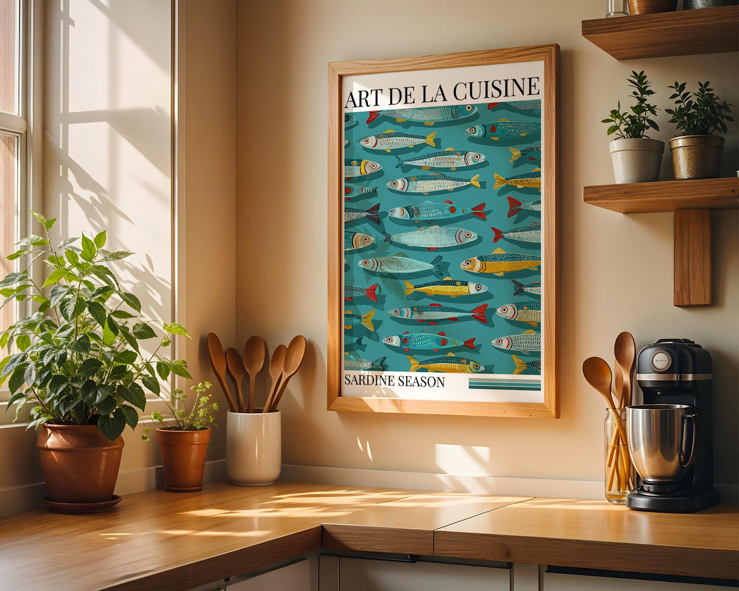 Kitchen Wall Art | Colorful Sardine Fish Print
