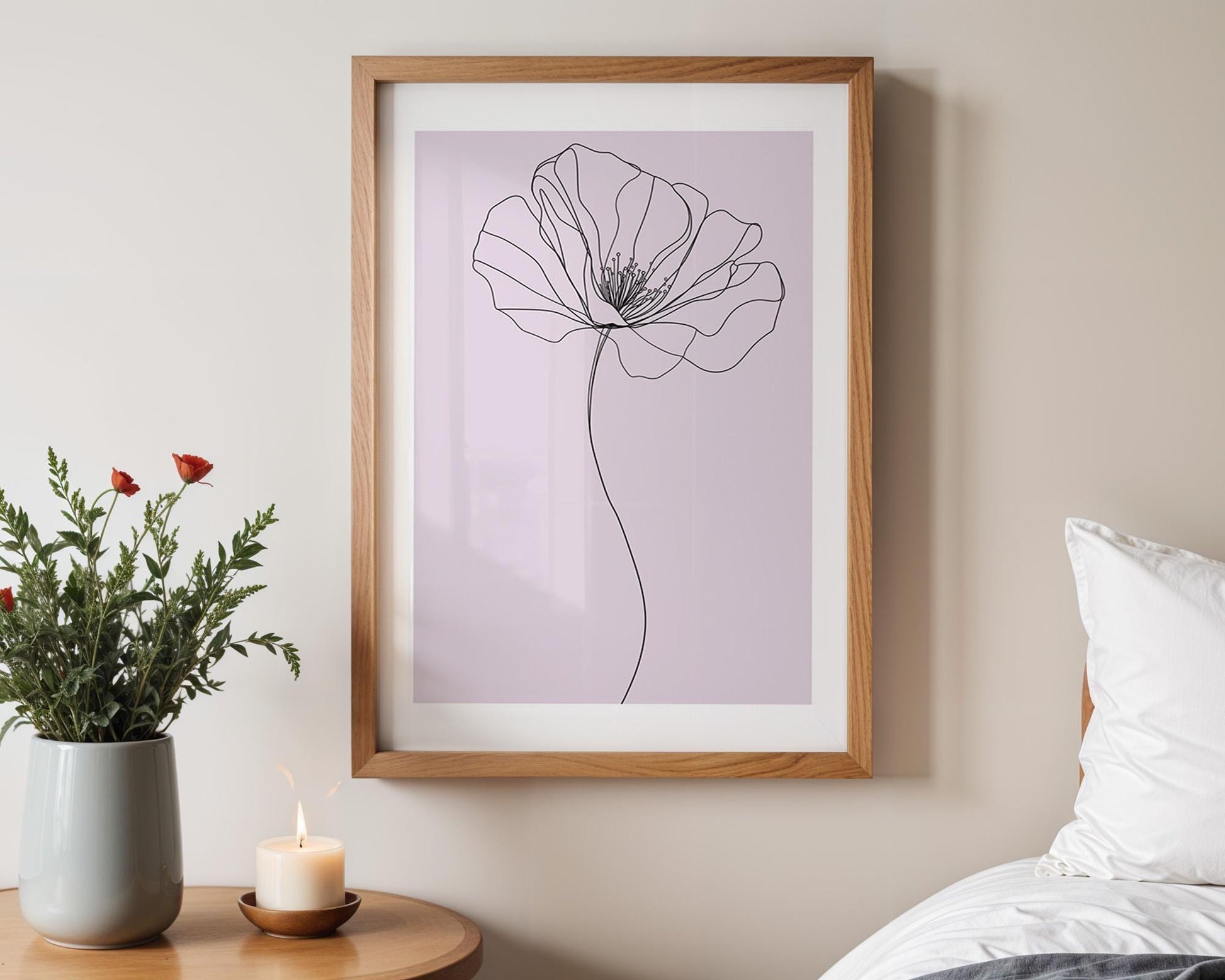 Flower Wall Decor | Poppy Line Art