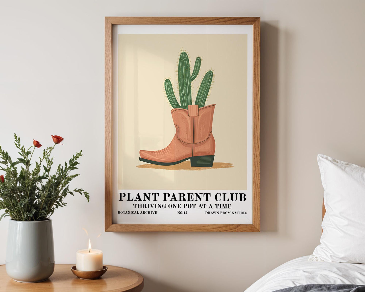Flower Wall Decor | Cactus Cowboy Boot Wall Art