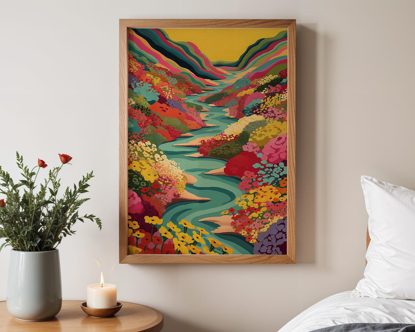 Maximalist Retro Wall Art | Abstract Boho Landscape Print