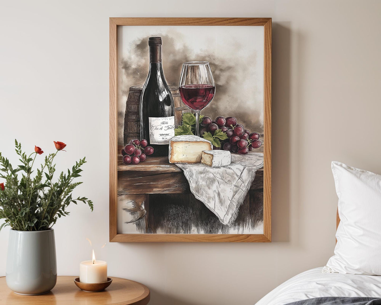 Kitchen Wall Art | Wine and Cheese Art