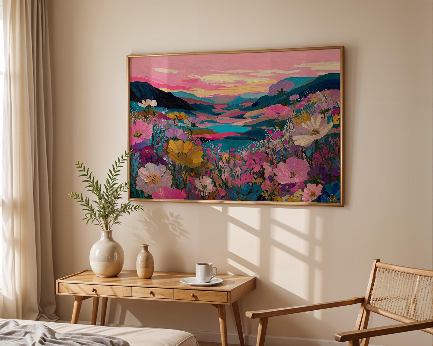 Dopamine Decor | Bold Pink Botanical Floral Abstract Print