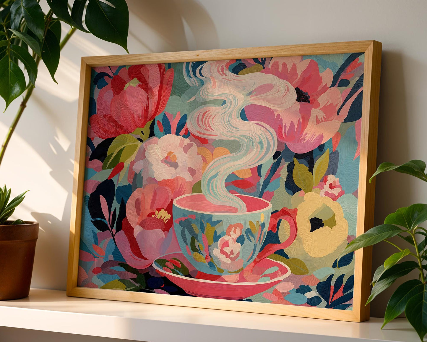 Kitchen Wall Art | Colorful Tea Cup Art