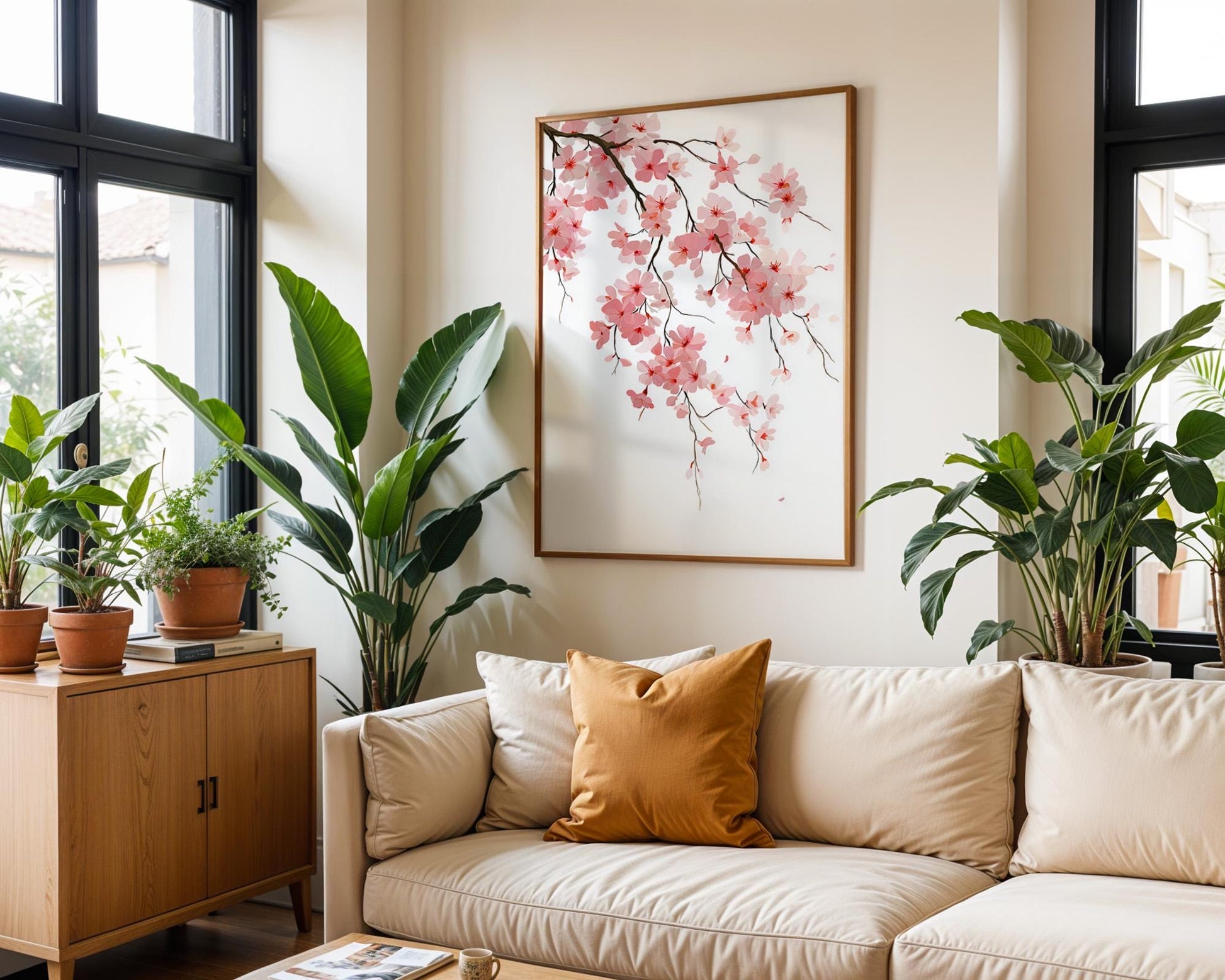 Japanese Wall Art | Retro Floral Sakura Decor