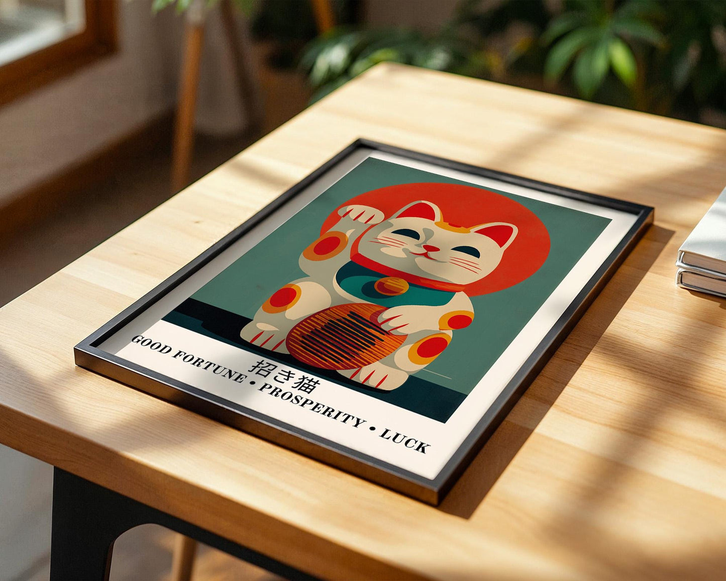 Japanese Wall Art | Japanese Lucky Cat Maneki Neko Art Print