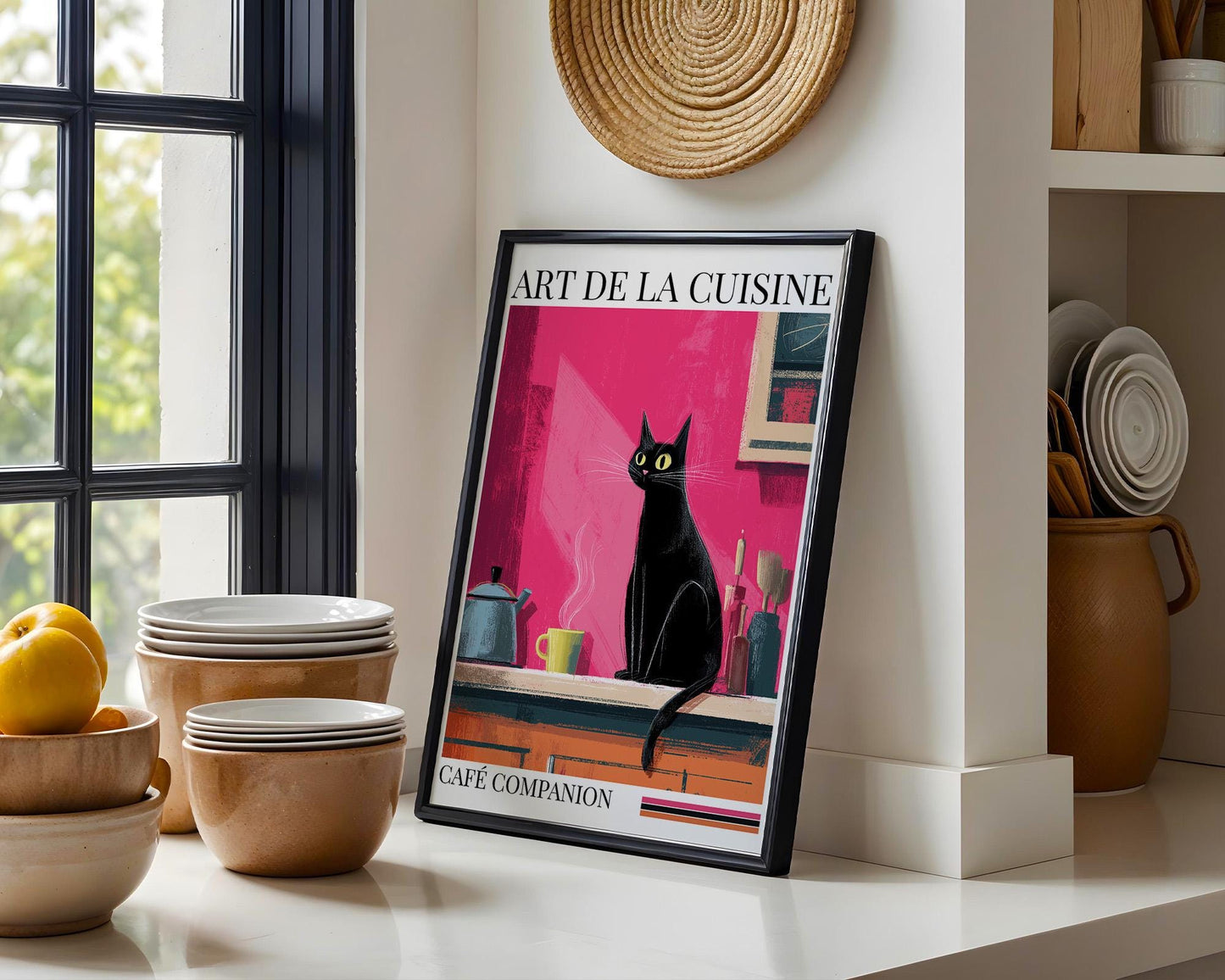 Kitchen Wall Art | Black Cat Dopamine Print