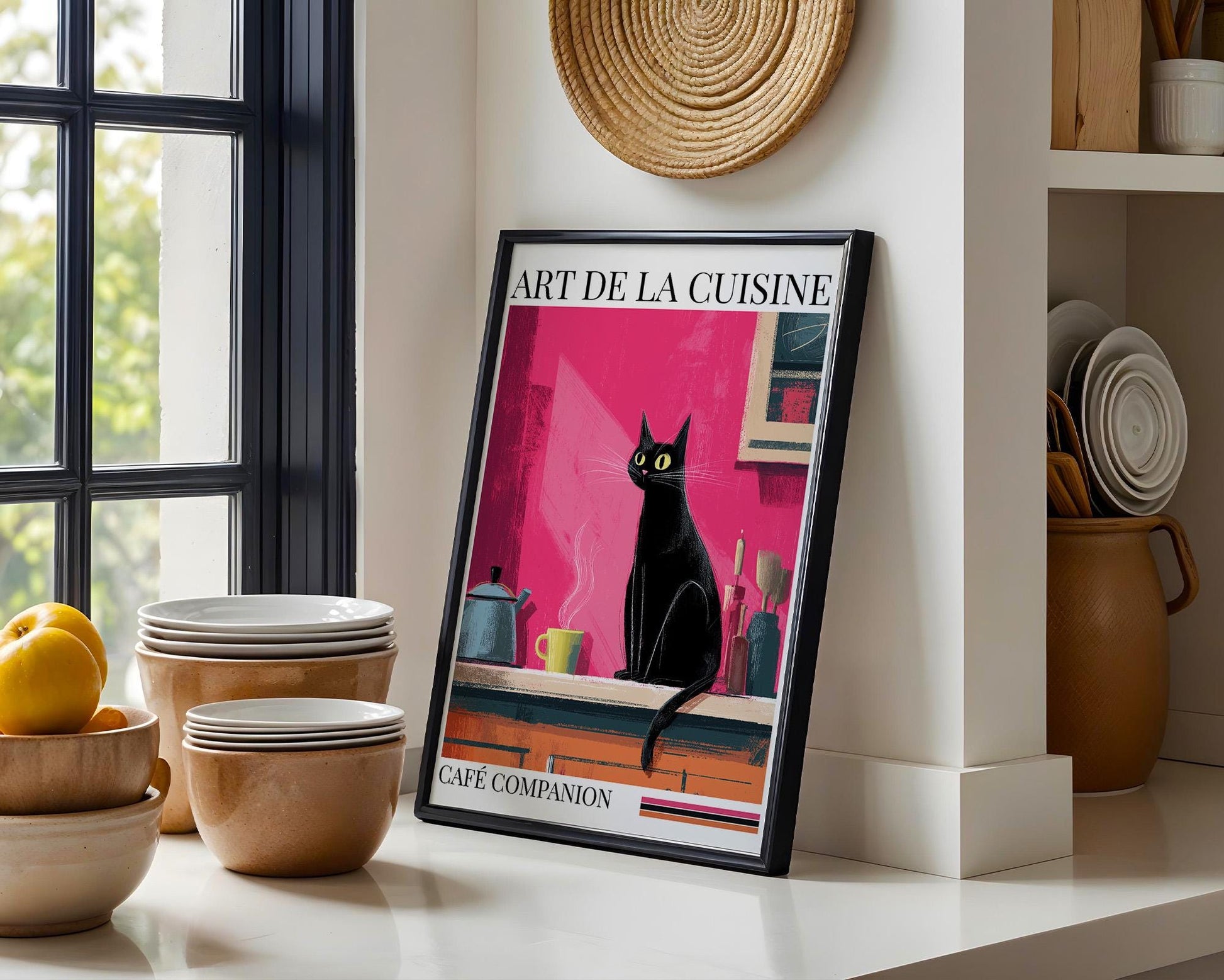 Kitchen Wall Art | Black Cat Dopamine Print