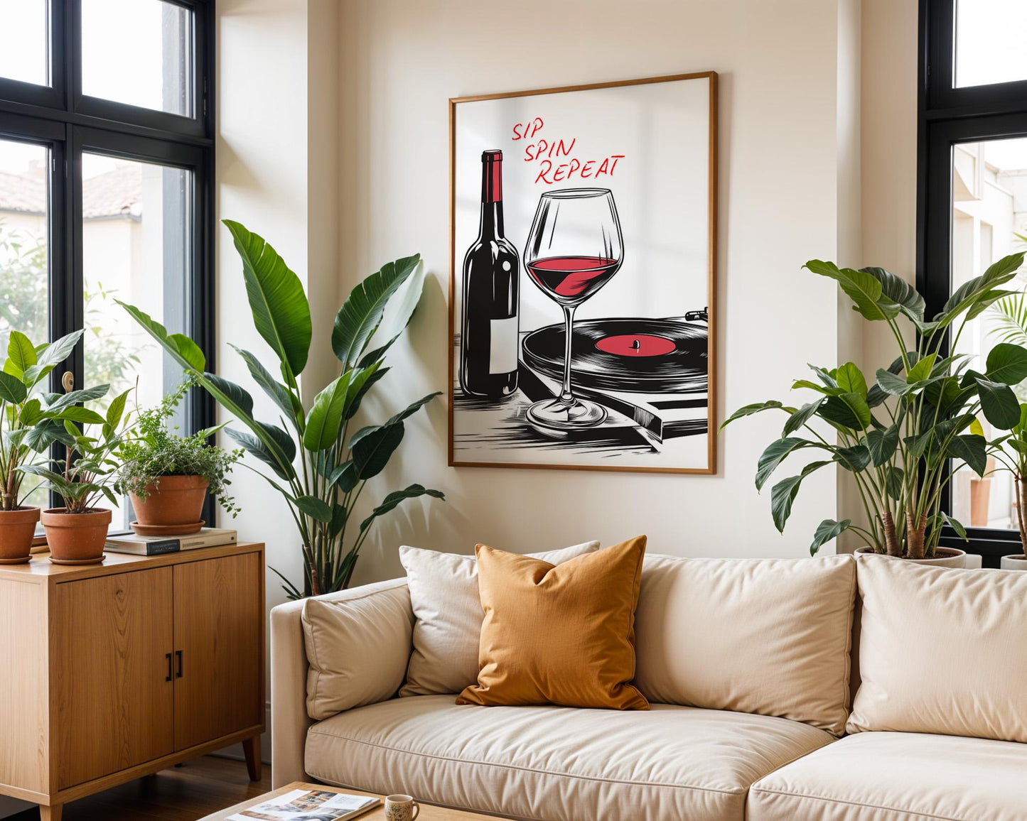 Kitchen Wall Art | Wine and Vinyl Decor Print
