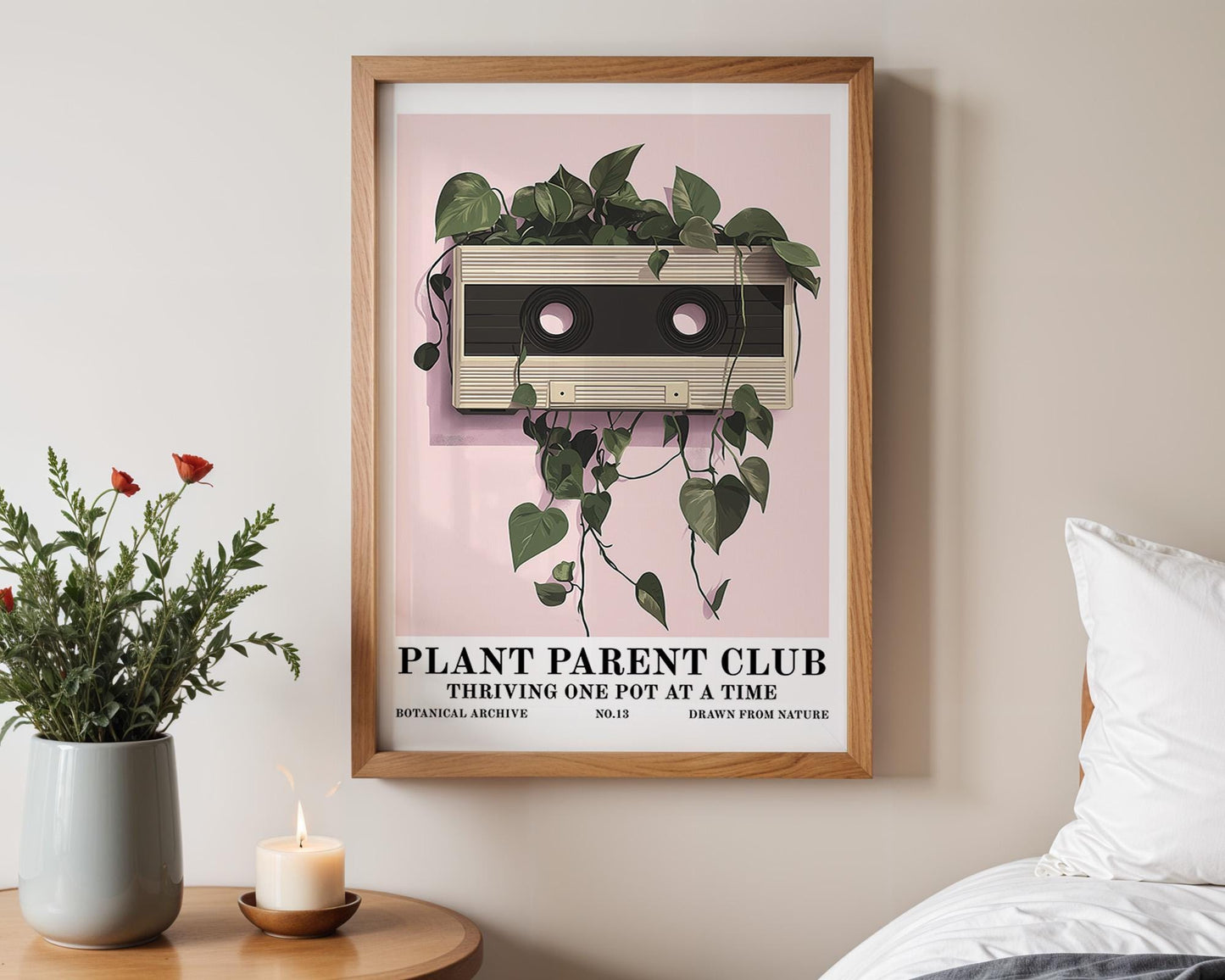 Flower Wall Decor | Retro Cassette Botanical Design