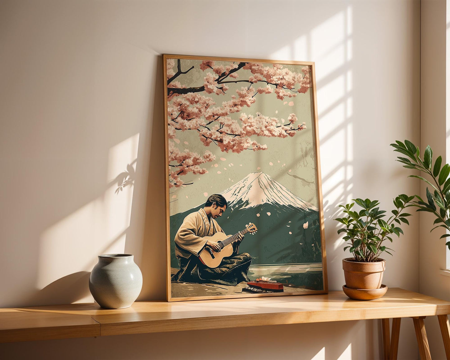 Japanese Wall Art Print | Cherry Blossom Art & Mount Fuji Poster