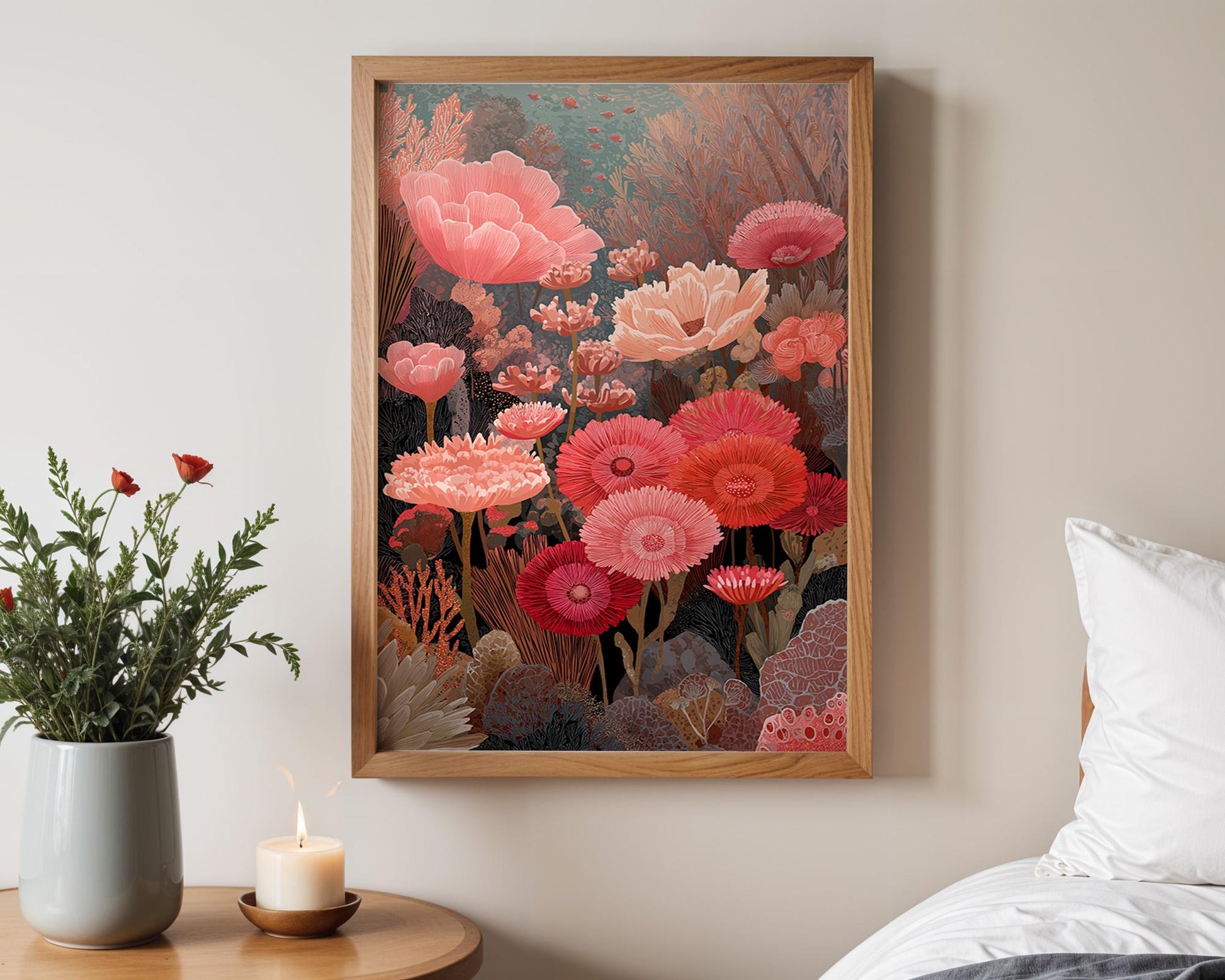 Maximalist Coral Reef Wall Art | Vibrant Abstract Floral Print