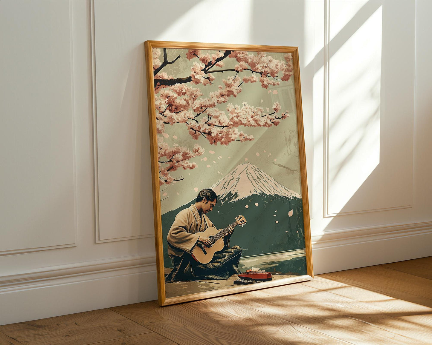 Japanese Wall Art Print | Cherry Blossom Art & Mount Fuji Poster