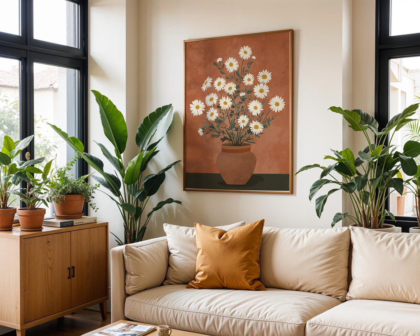 Flower Wall Decor | Daisy Flower Pot Poster