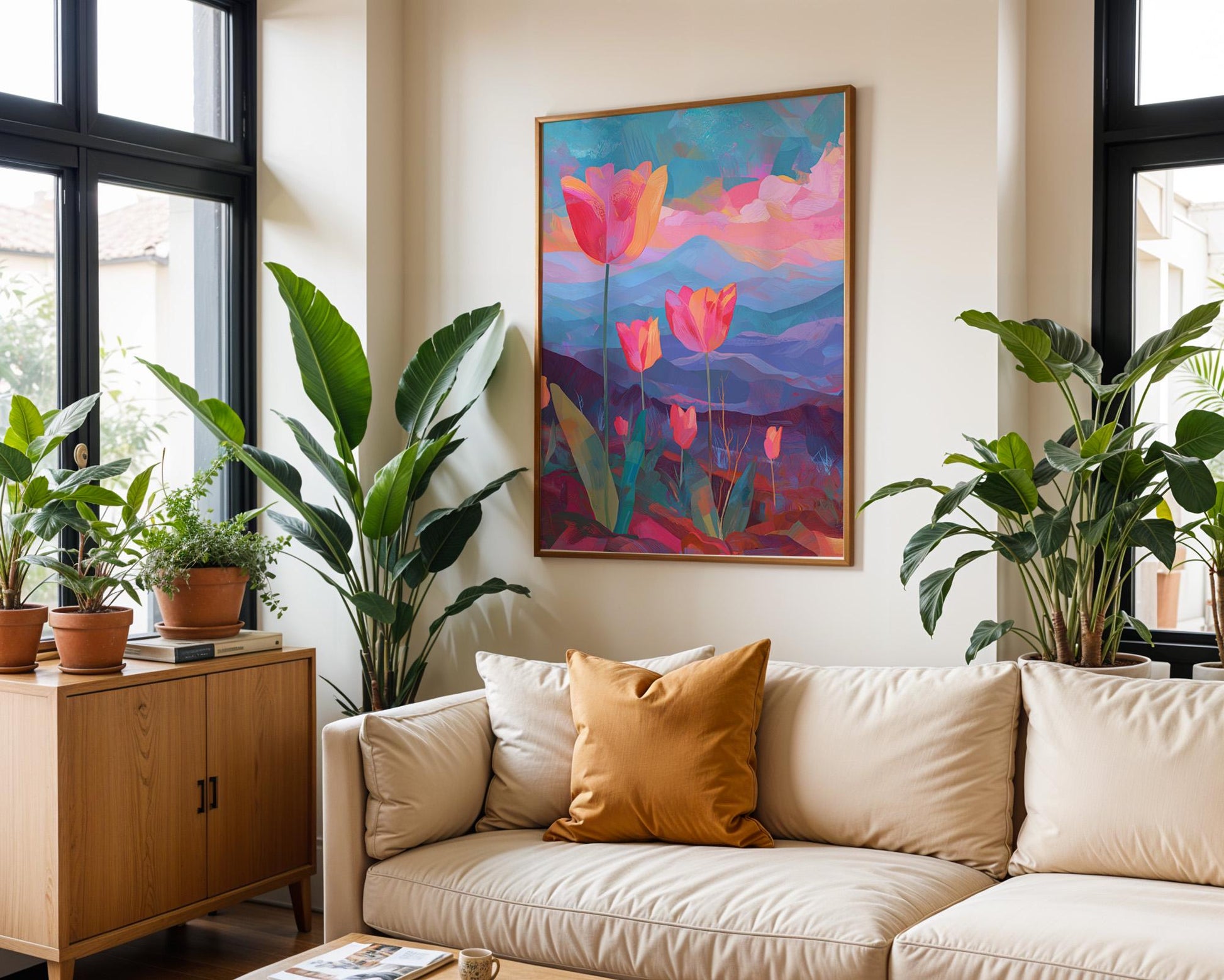 Maximalist Floral Wall Art | Abstract Floral Landscape Print