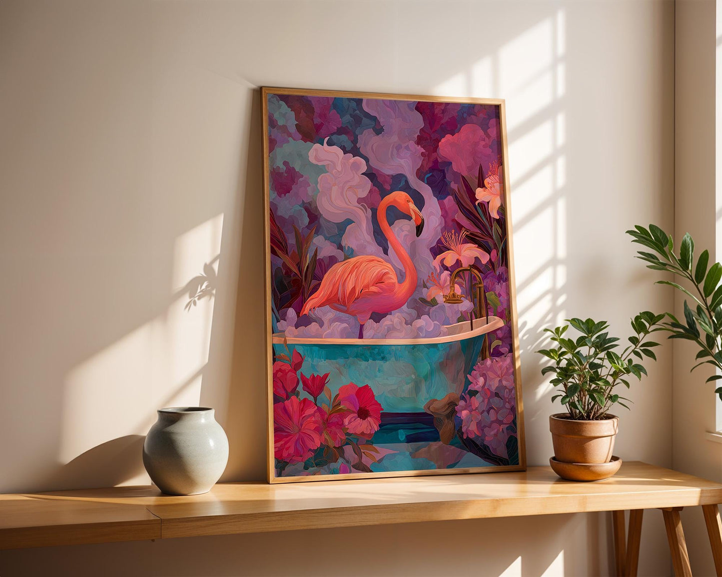 Bathroom Wall Art | Flamingo Decorative Wall Print