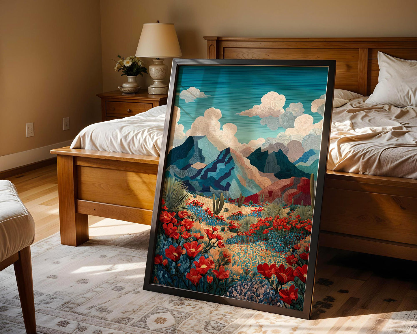 Maximalist Floral Wall Art | Bold Abstract Mountain Landscape Print