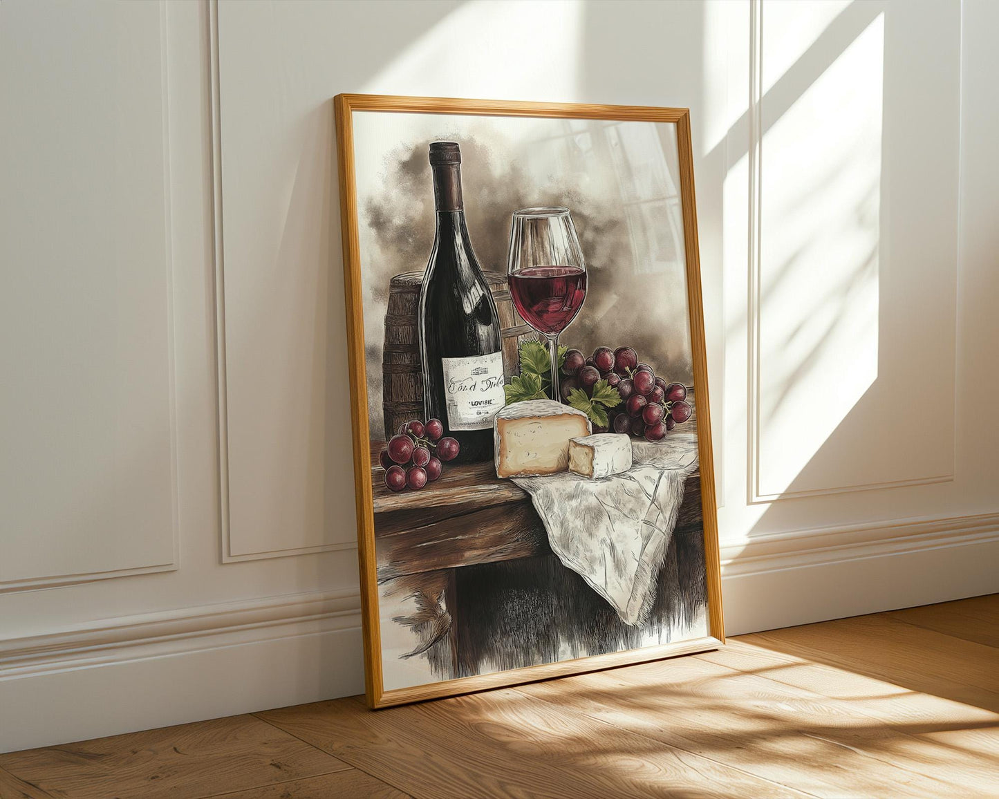 Kitchen Wall Art | Wine and Cheese Art