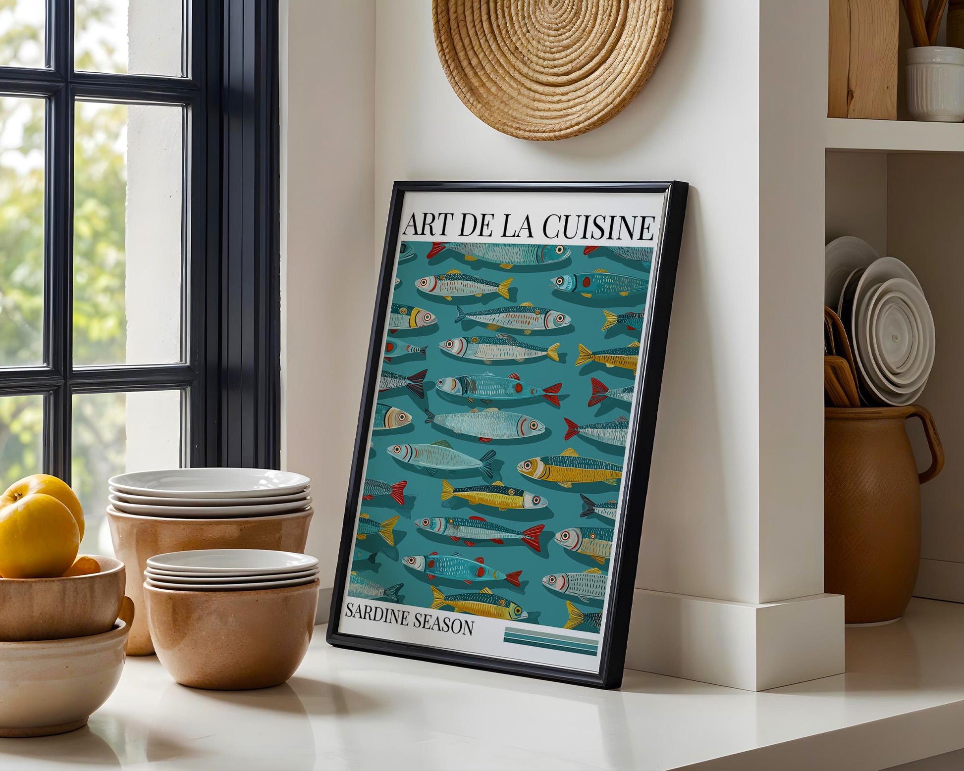 Kitchen Wall Art | Colorful Sardine Fish Print
