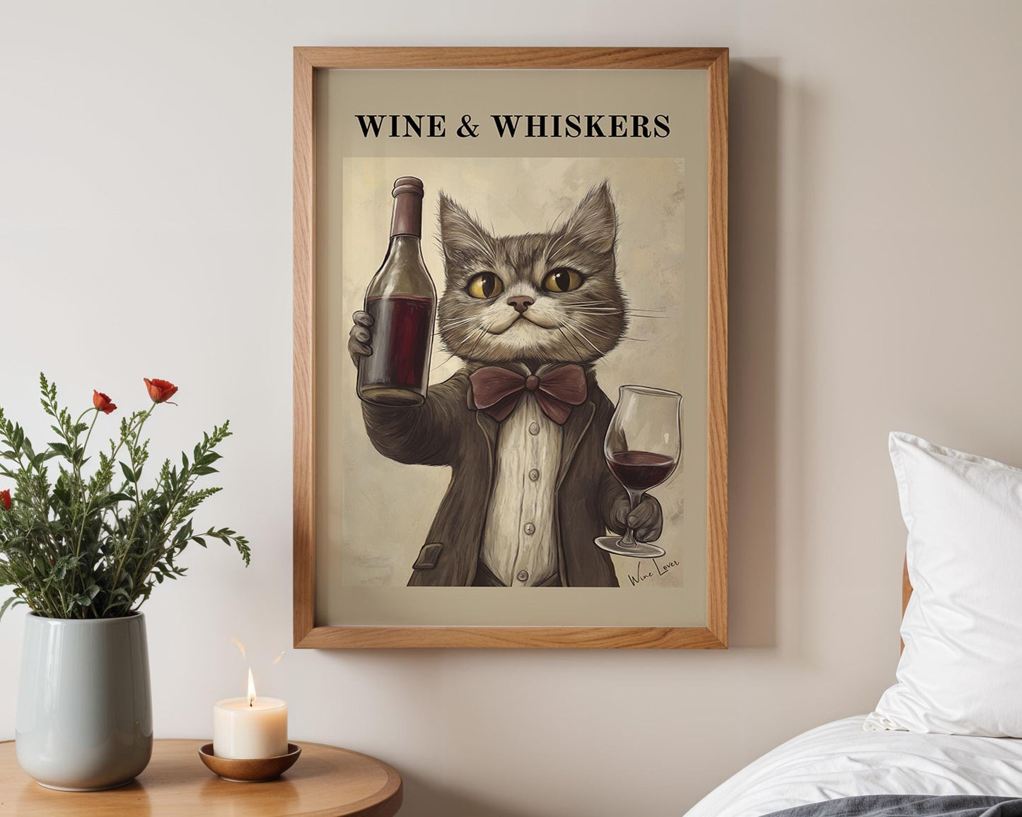 Kitchen Wall Art | Wine & Whiskers Cat