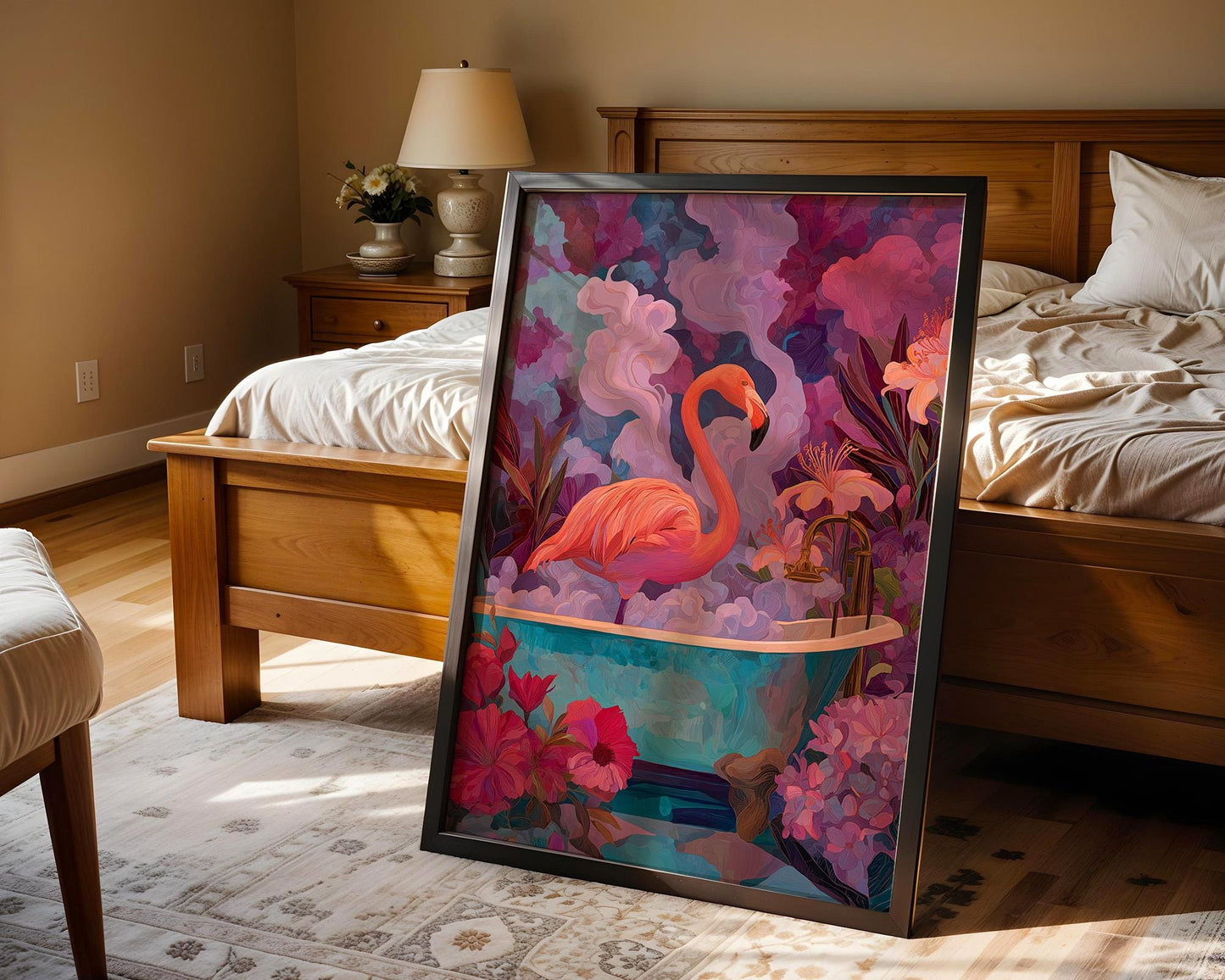 Bathroom Wall Art | Flamingo Decorative Wall Print