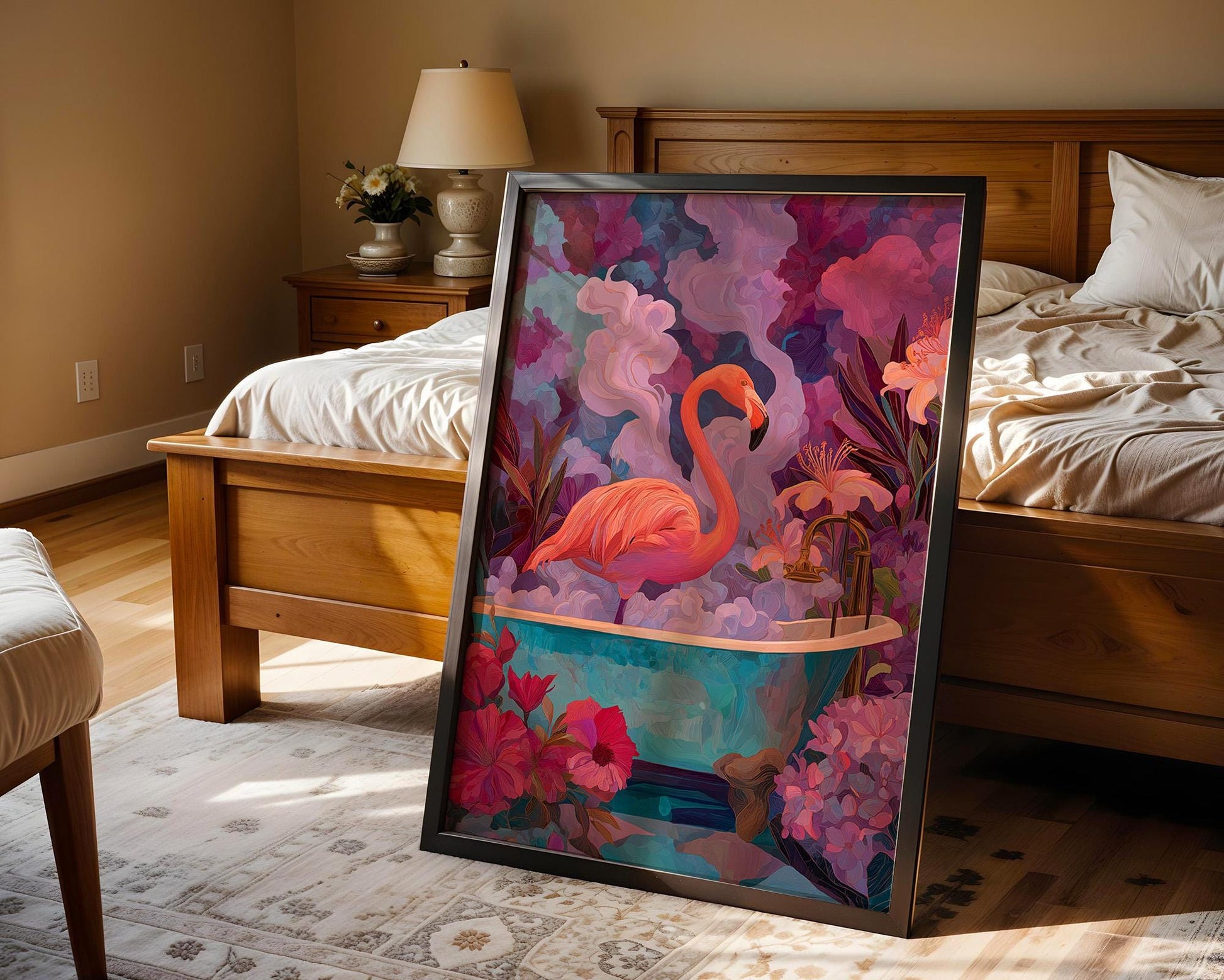 Bathroom Wall Art | Flamingo Decorative Wall Print