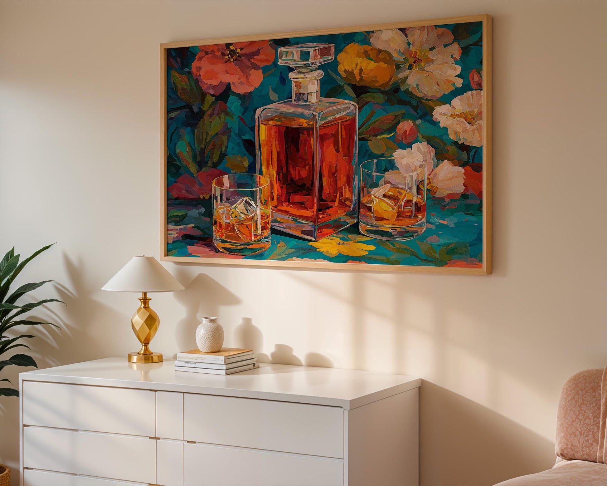 Kitchen Wall Art | Maximalist Whisky Bottle Art