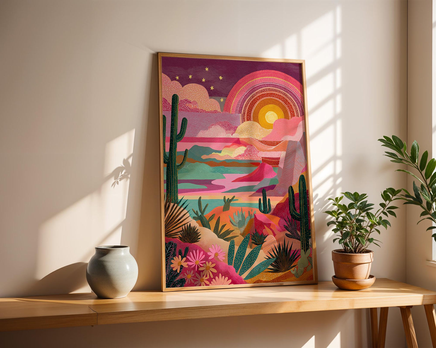 Maximalist Floral Wall Art | Abstract Boho Desert Landscape Print