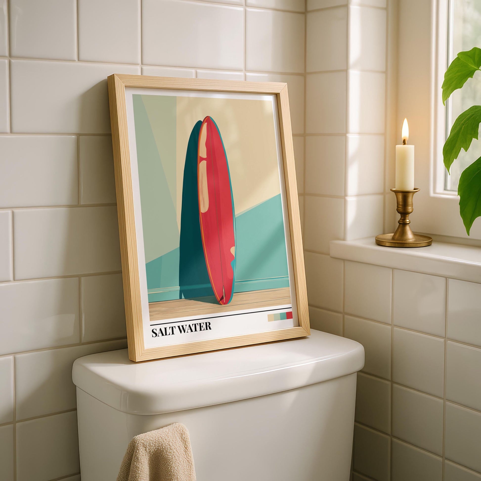 Bathroom Wall Art | Beach Surfboard Bathroom Art