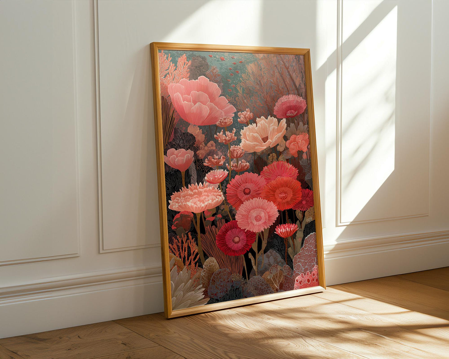 Maximalist Coral Reef Wall Art | Vibrant Abstract Floral Print