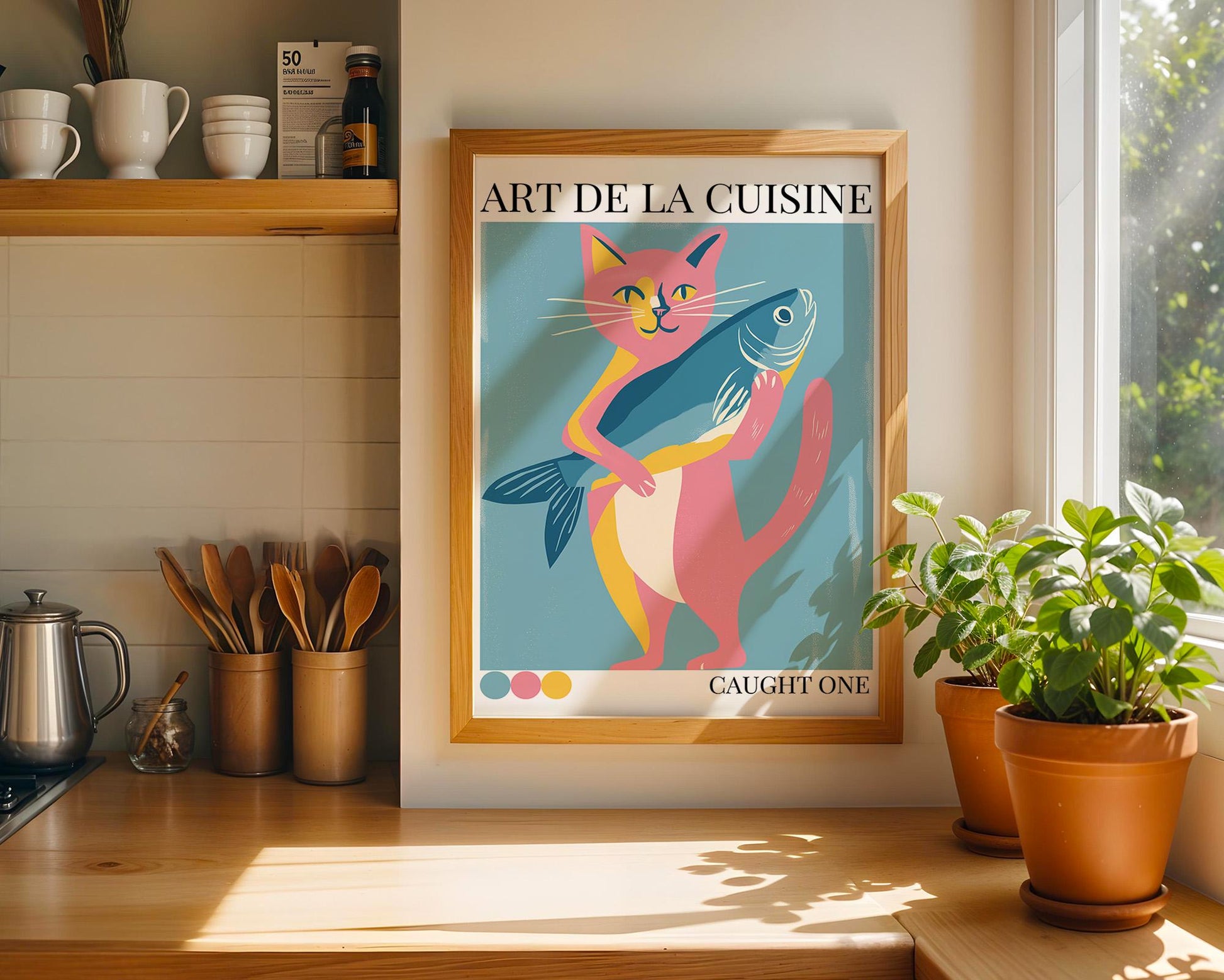 Kitchen Wall Art | Cat and Fish Poster Print