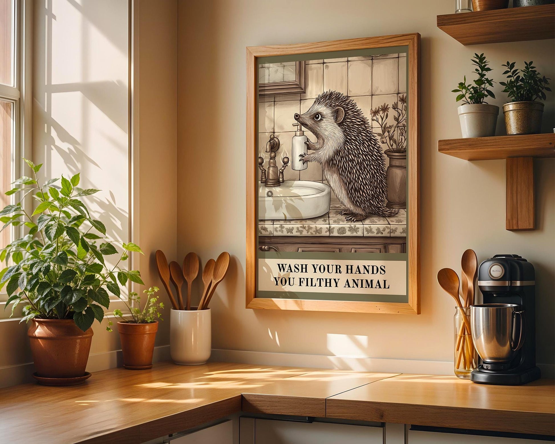 Bathroom Wall Art | Hedgehog Bathroom Decor