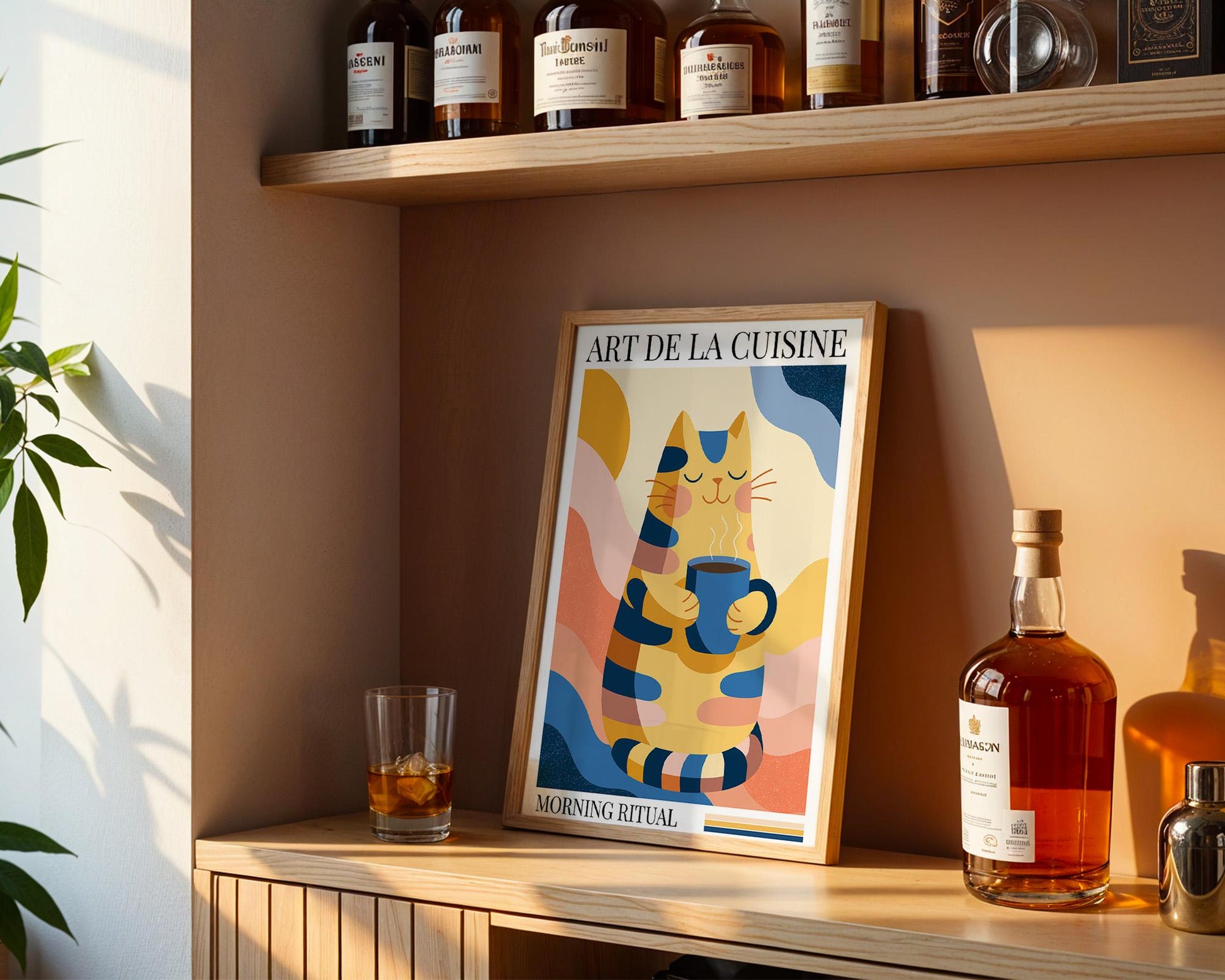 Kitchen Wall Art | Playful Cat Coffee Poster Decor