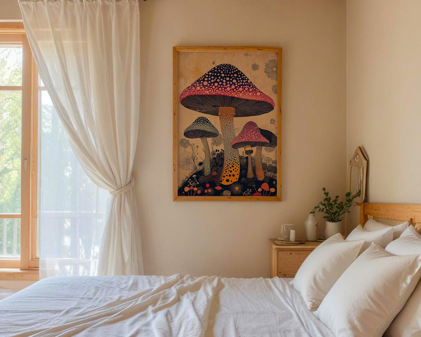 Japanese Wall Art | Mushroom Wall Decor