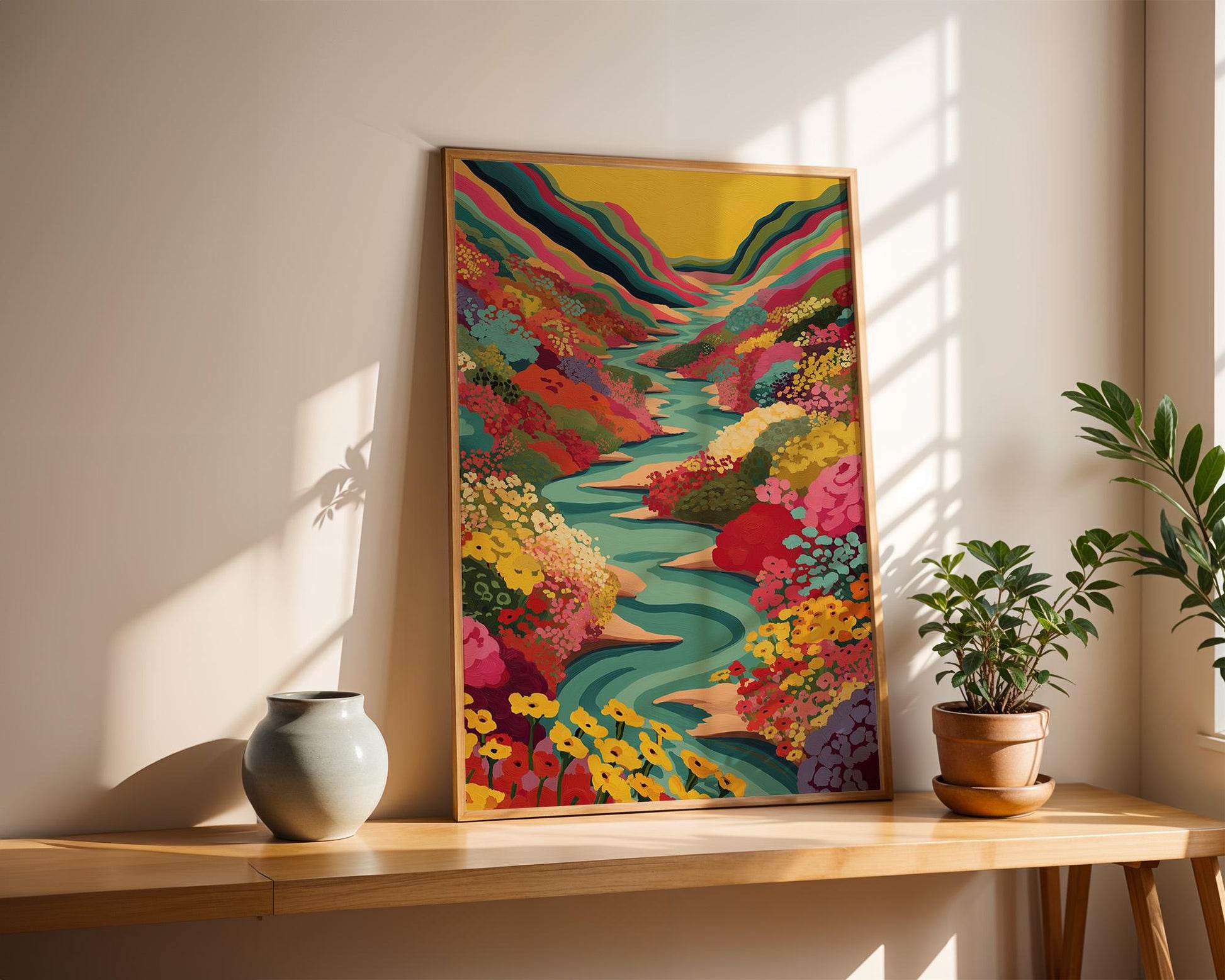 Maximalist Retro Wall Art | Abstract Boho Landscape Print
