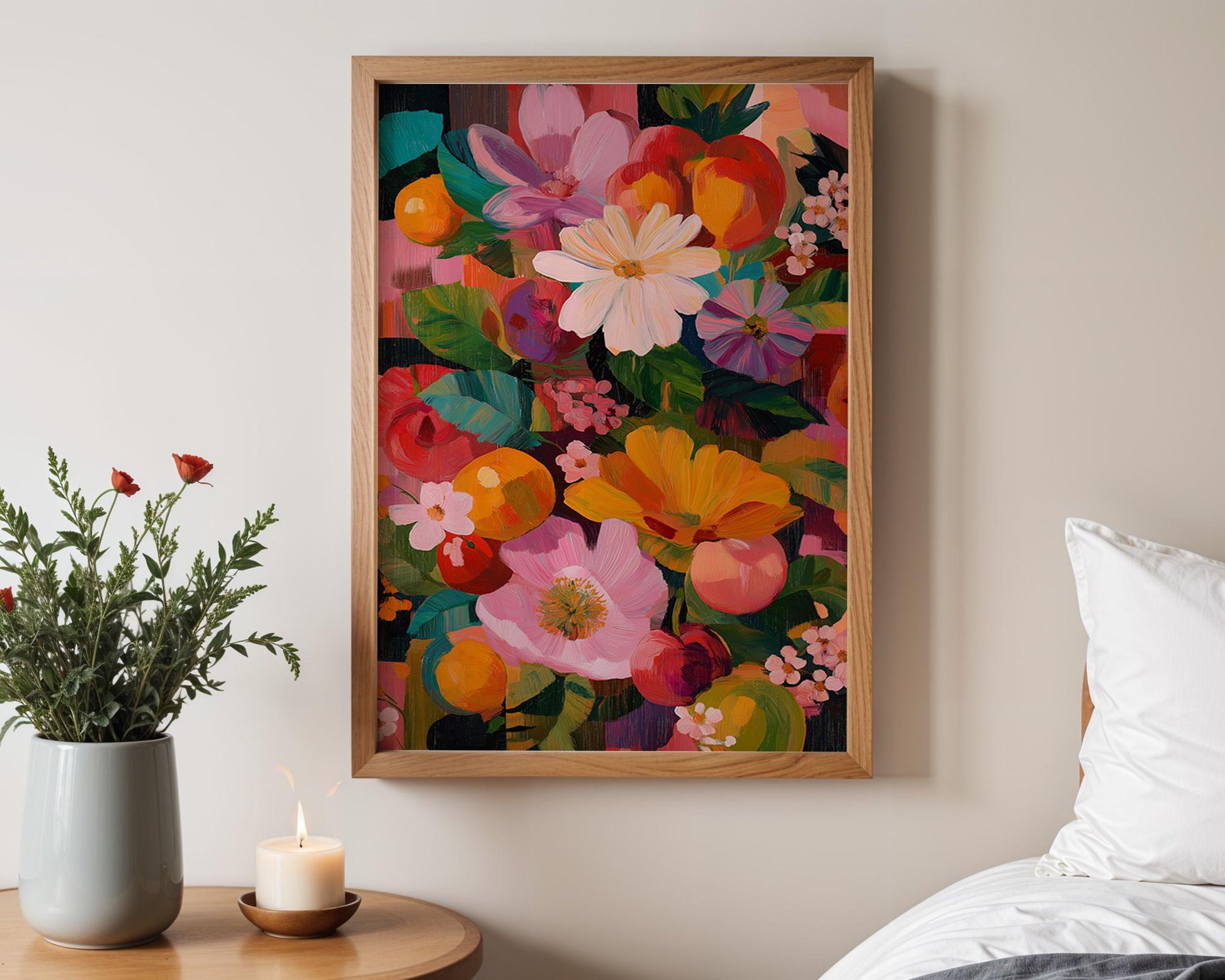 Maximalist Abstract Wall Art | Vibrant Floral Print