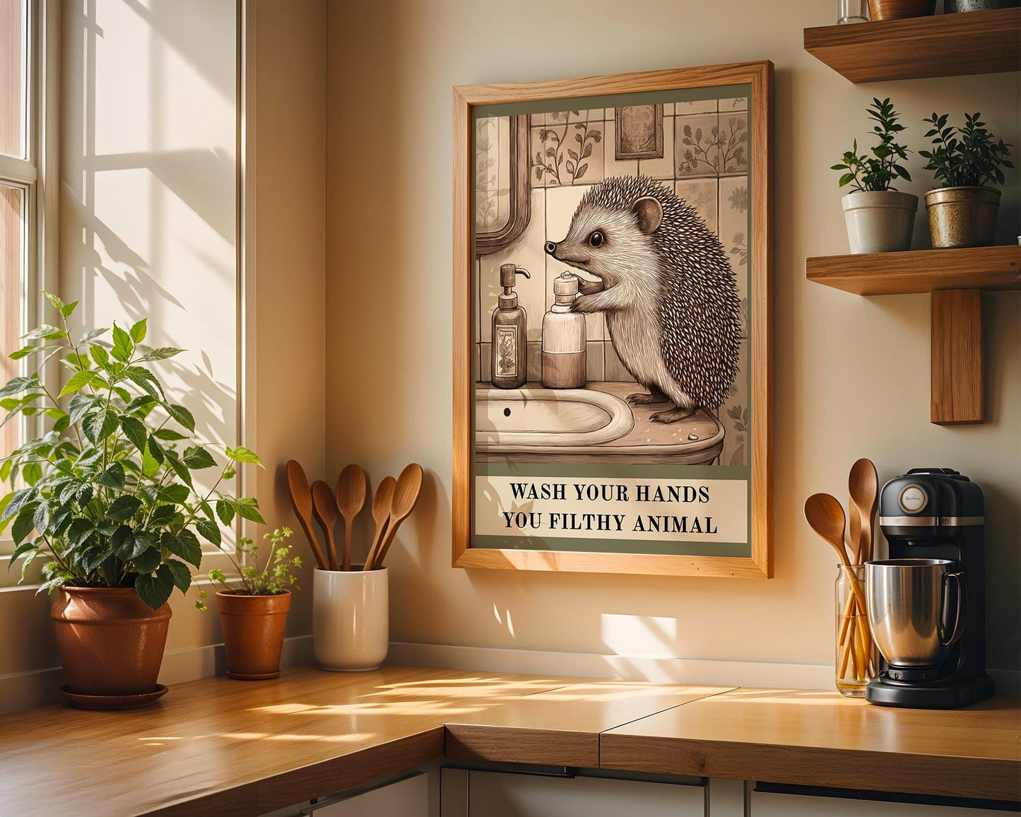 Bathroom Wall Art | Hedgehog Bathroom Decor