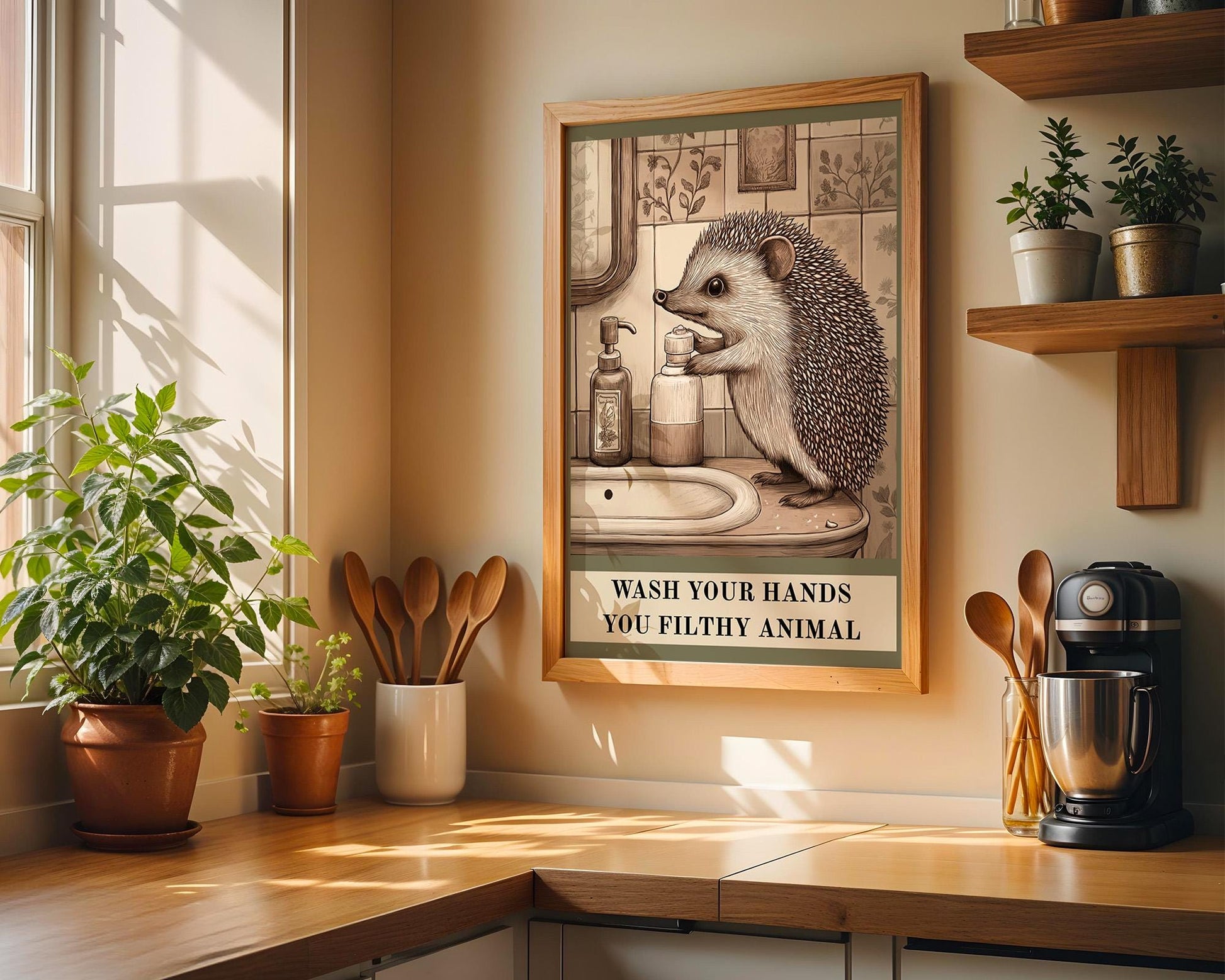 Bathroom Wall Art | Hedgehog Bathroom Decor