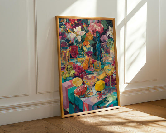 Maximalist Retro Wall Art | Colorful Botanical Poster