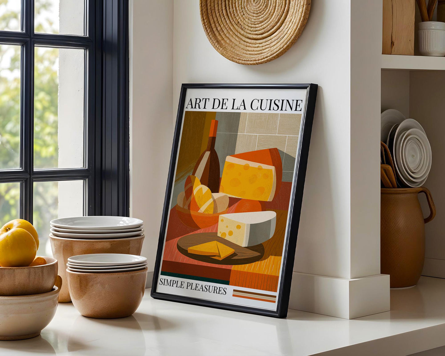 Kitchen Wall Art | Cheese and Wine Art Poster