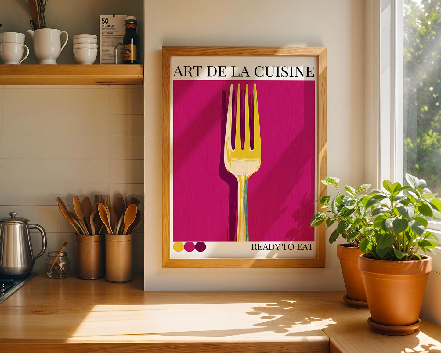 Kitchen Wall Art | Big Pink Fork Art Print
