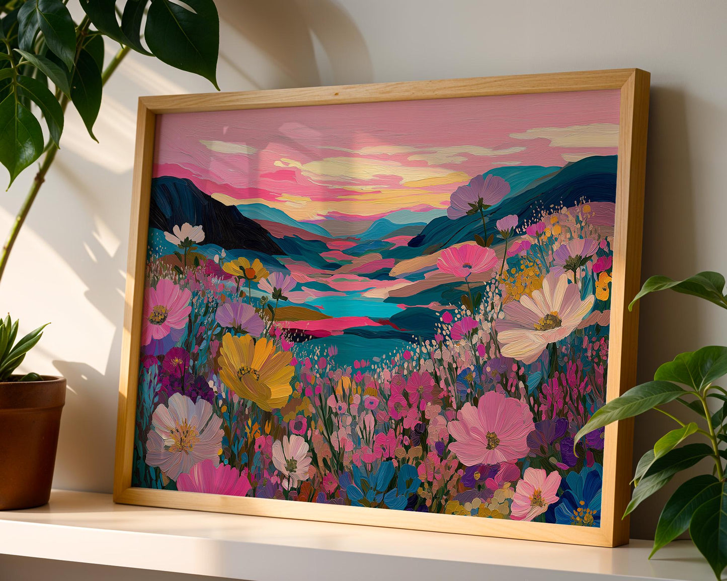 Dopamine Decor | Bold Pink Botanical Floral Abstract Print