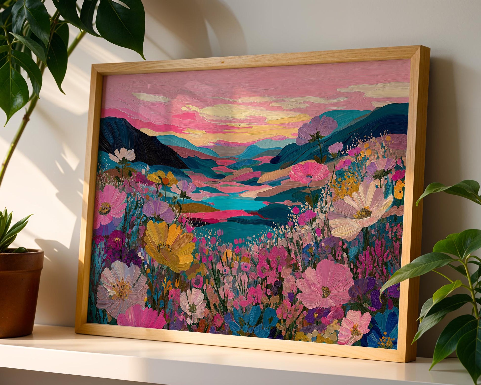 Dopamine Decor | Bold Pink Botanical Floral Abstract Print