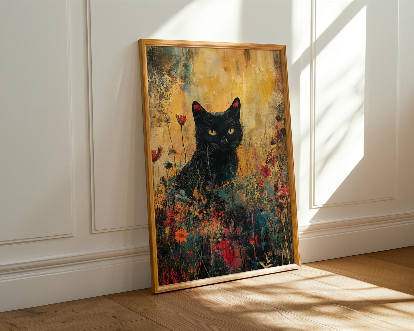 Gallery Wall Art | Abstract Floral Cat Poster