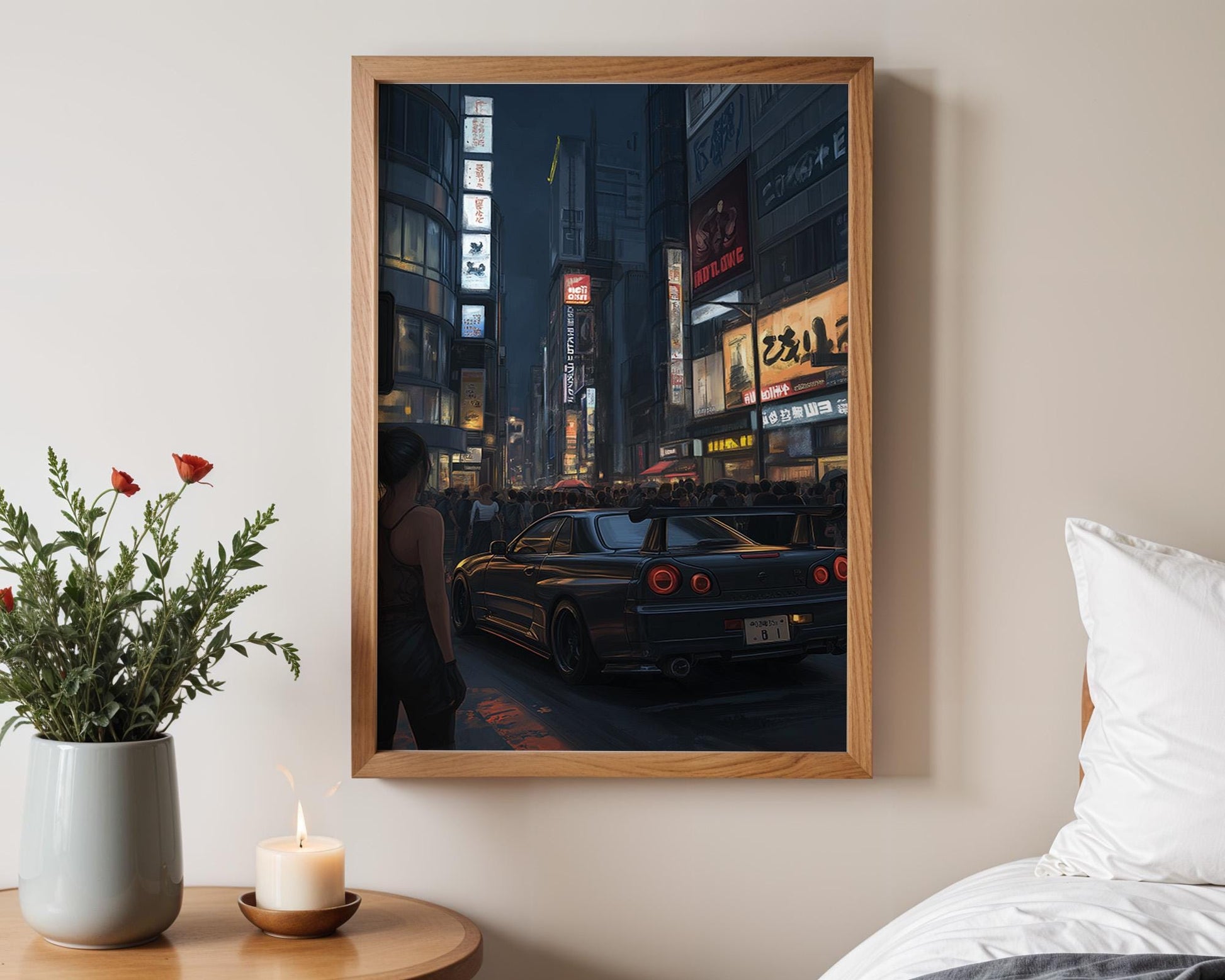 Japanese Wall Art | Tokyo Night Car Poster
