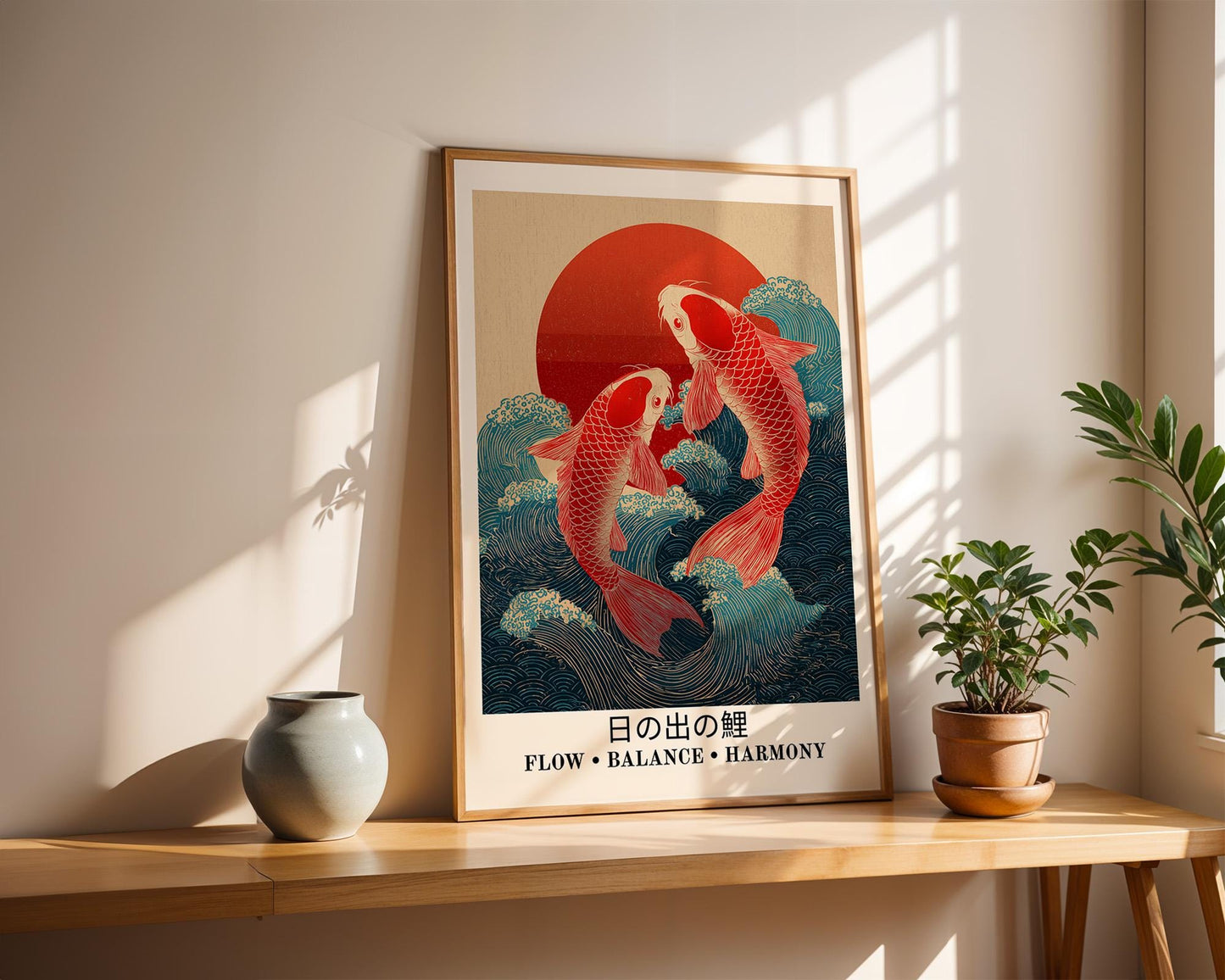 Japanese Wall Art | Retro Koi Fish Art Print