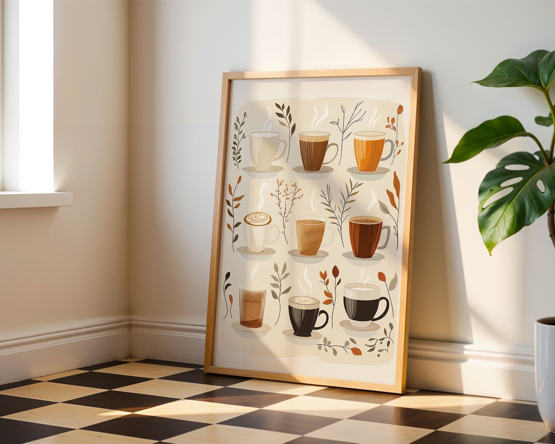 Kitchen Wall Art | Minimalist Coffee Cup Art
