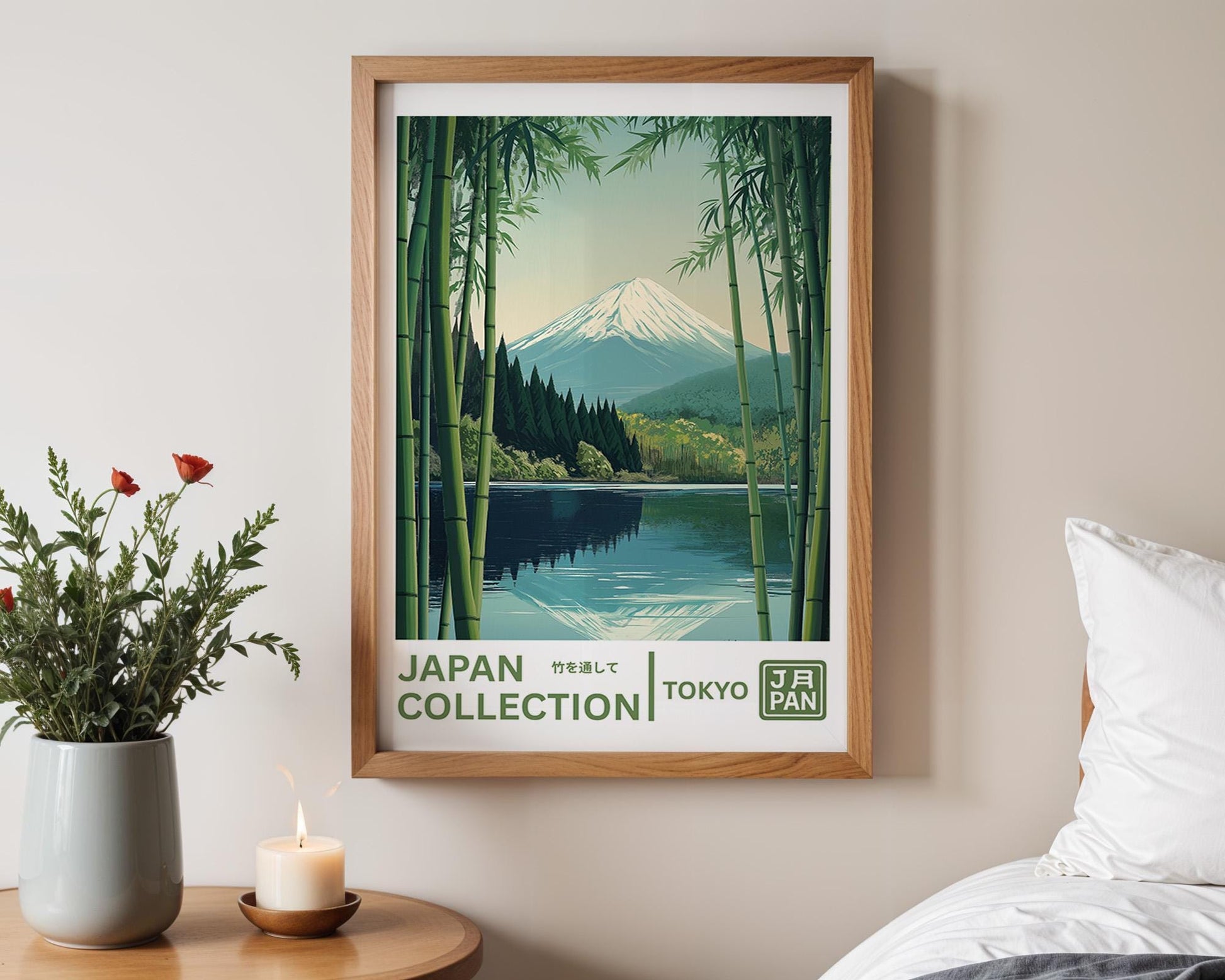 Japanese Wall Art | Retro Japanese Poster & Bamboo Grove Print