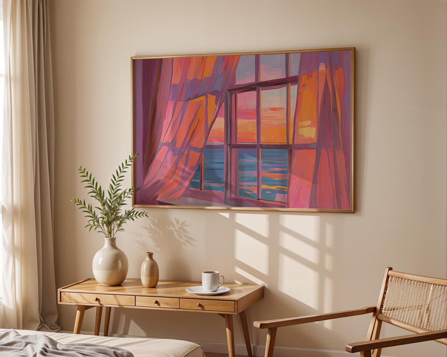 Dopamine Decor | Colourful Ocean Window View Print
