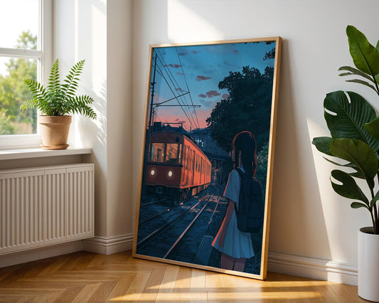 Japanese Wall Art | Lofi Anime Train Poster