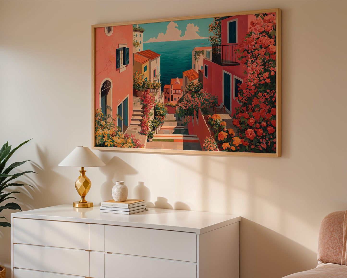 Dopamine Decor | Pink Mediterranean Flower Abstract Print